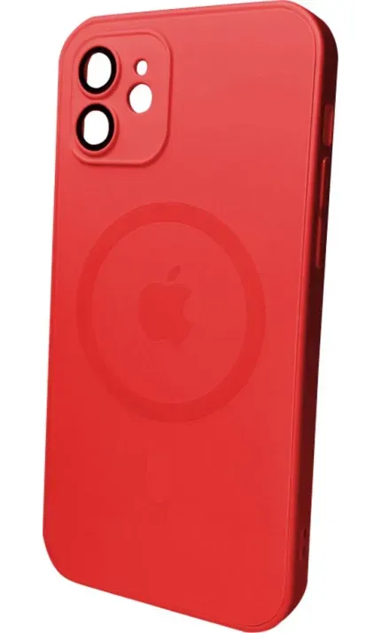 Чохол-накладка AG Glass Matt Frame Color MagSafe Logo for Apple iPhone 12 Cola Red