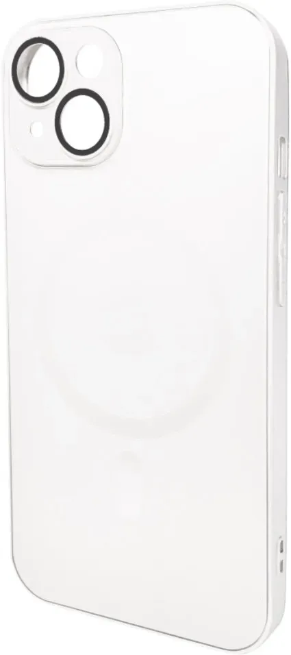 Чехол-накладка AG Glass Matt Frame Color MagSafe Logo for Apple iPhone 14 Pearly White