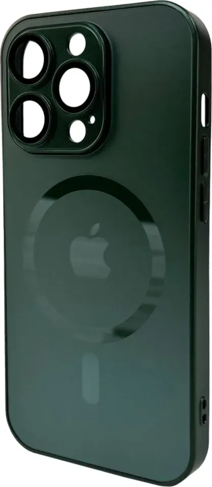 Чехол-накладка AG Glass Matt Frame Color MagSafe Logo for Apple iPhone 14 Pro Cangling Green