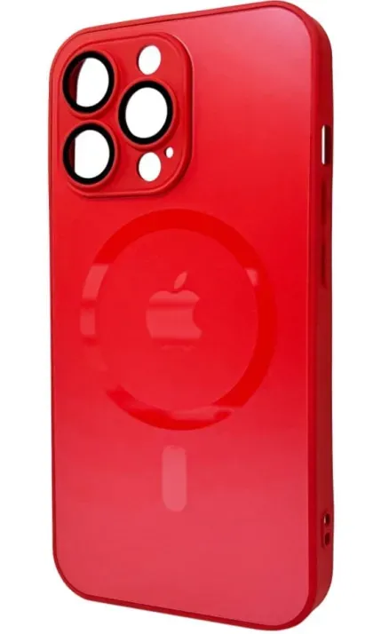 Чехол-накладка AG Glass Matt Frame Color MagSafe Logo for Apple iPhone 12 Pro Cola Red