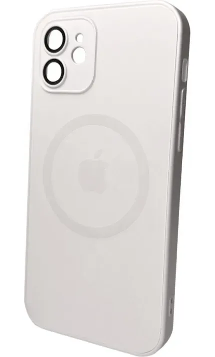 Чохол-накладка AG Glass Matt Frame Color MagSafe Logo for Apple iPhone 11 Pearly White