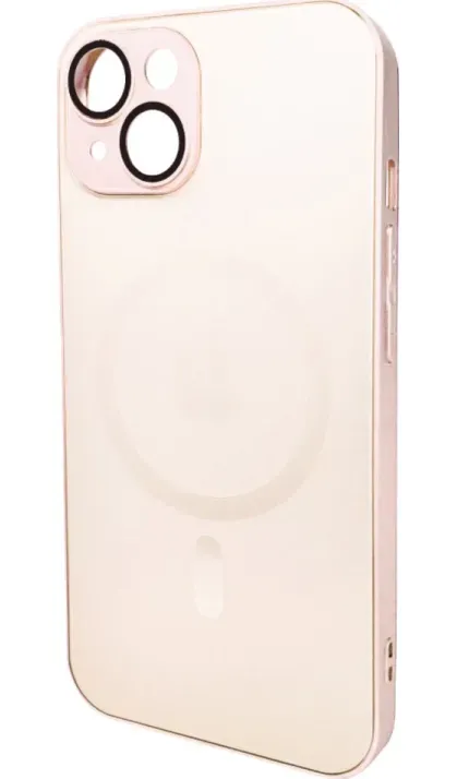 Чехол-накладка AG Glass Matt Frame Color MagSafe Logo for Apple iPhone 14 Chanel Pink