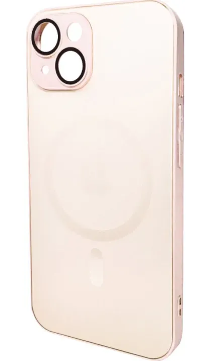 Чохол-накладка AG Glass Matt Frame Color MagSafe Logo for Apple iPhone 14 Chanel Pink