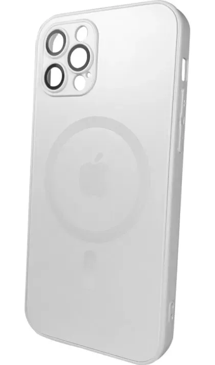 Чехол-накладка AG Glass Matt Frame Color MagSafe Logo for Apple iPhone 12 Pro Pearly White