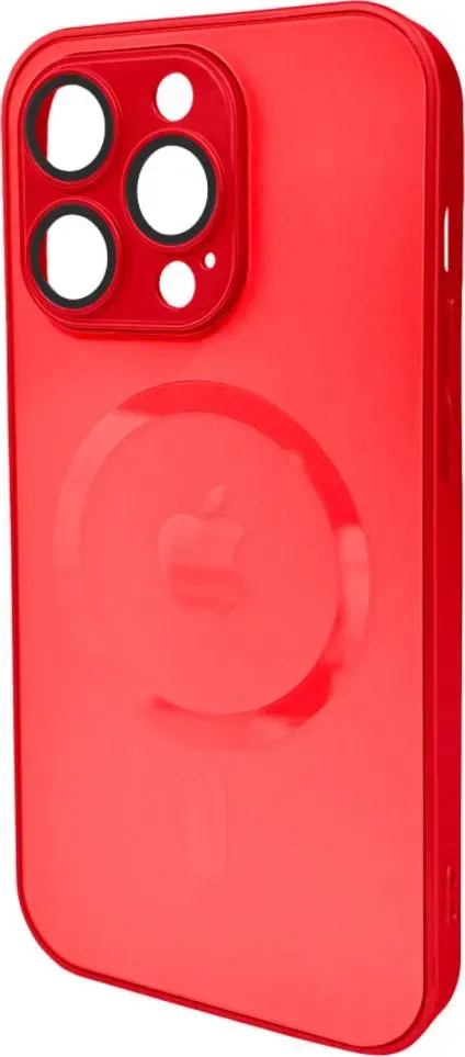 Чохол-накладка AG Glass Matt Frame Color MagSafe Logo for Apple iPhone 14 Pro Cola Red