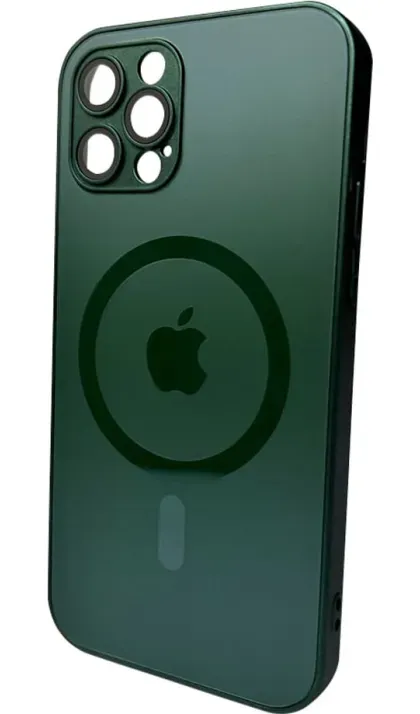 Чохол-накладка AG Glass Matt Frame Color MagSafe Logo for Apple iPhone 12 Pro Max Cangling Green