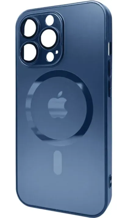 Чехол-накладка AG Glass Matt Frame Color MagSafe Logo for Apple iPhone 12 Pro Navy Blue