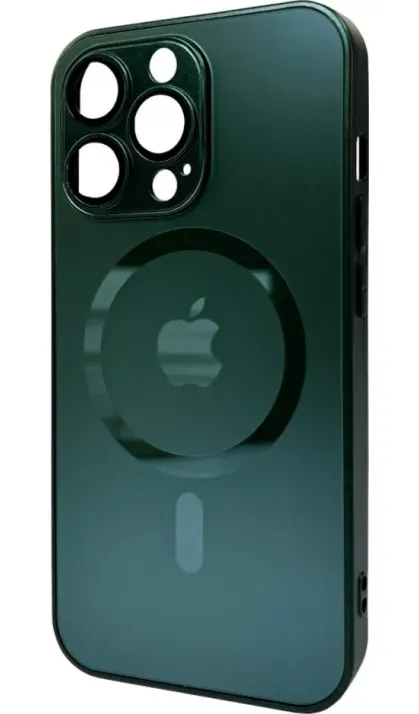 Чехол-накладка AG Glass Matt Frame Color MagSafe Logo for Apple iPhone 13 Pro Cangling Green