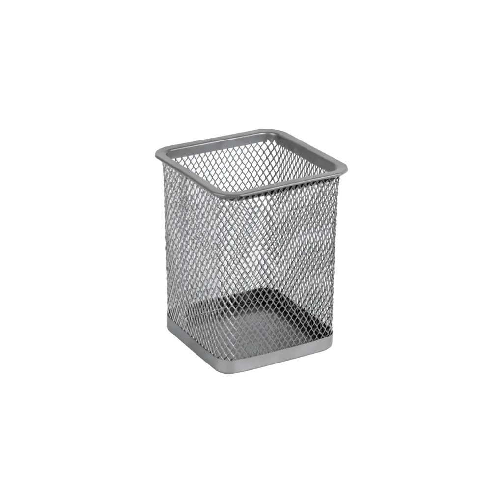 Підставка для ручок Axent square 80х80х100мм, wire mesh, silver (2111-03-A)