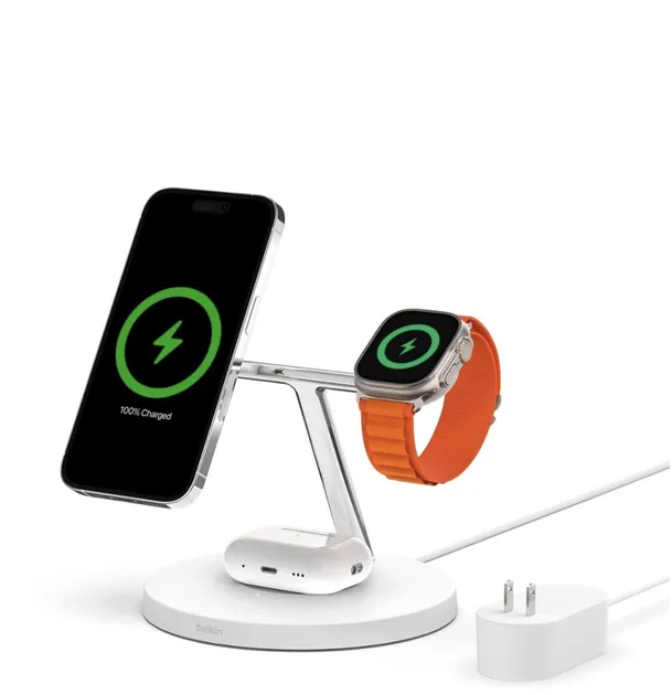 Зарядное устройство Belkin BOOST CHARGE PRO 3-in-1 Wireless Charger with MagSafe White (HPGA2, WIZ009ttWH-APL)