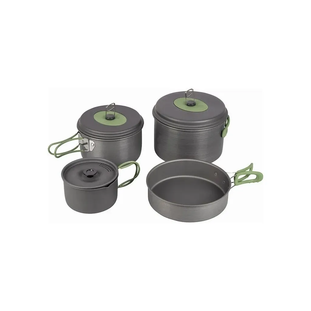 Посуд для відпочинку та туризму Bo-Camp Explorer 4 Pieces 21 Hard Anodized Grey/Green (2200241)