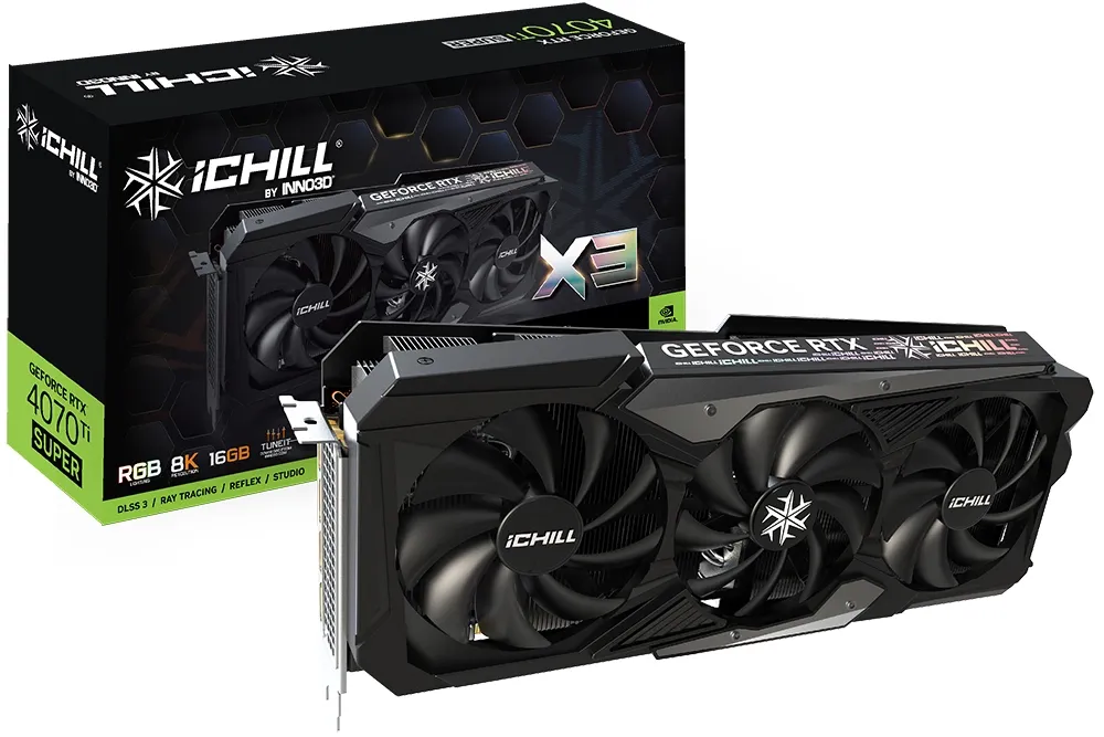 Видеокарта INNO3D GEFORCE RTX 4070 Ti SUPER ICHILL X3 (C407TS3-166XX-186148H)