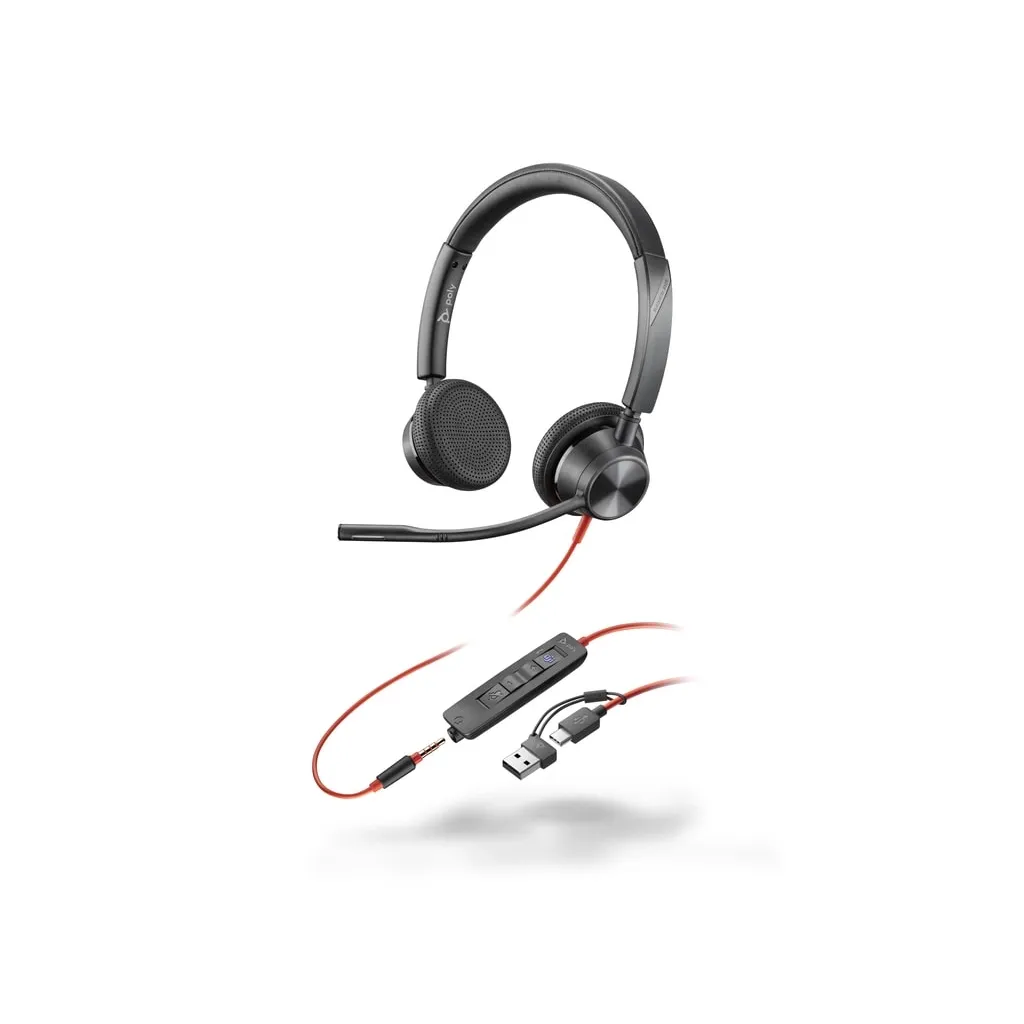 Навушники On-ear Poly Blackwire 3325-M USB-A USB-C Microsoft (8X222AA)