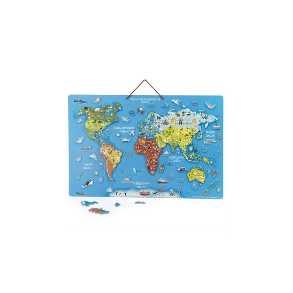  Viga Toys магнитный Карта мира с маркерной доской, на украинском языке (44508)
