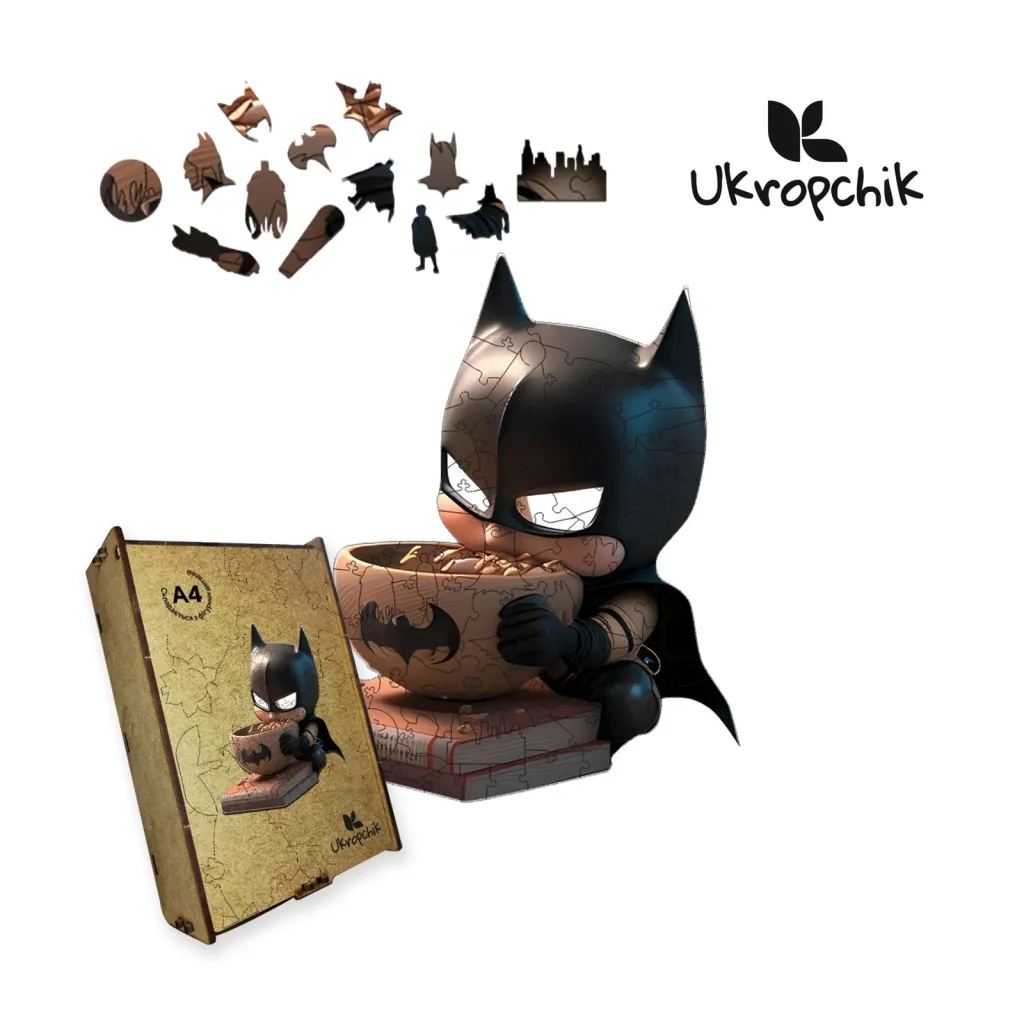  Ukropchik деревянный Супергерой Бэтмен size - M в коробке с набором-рамкой (Batman Superhero A4)