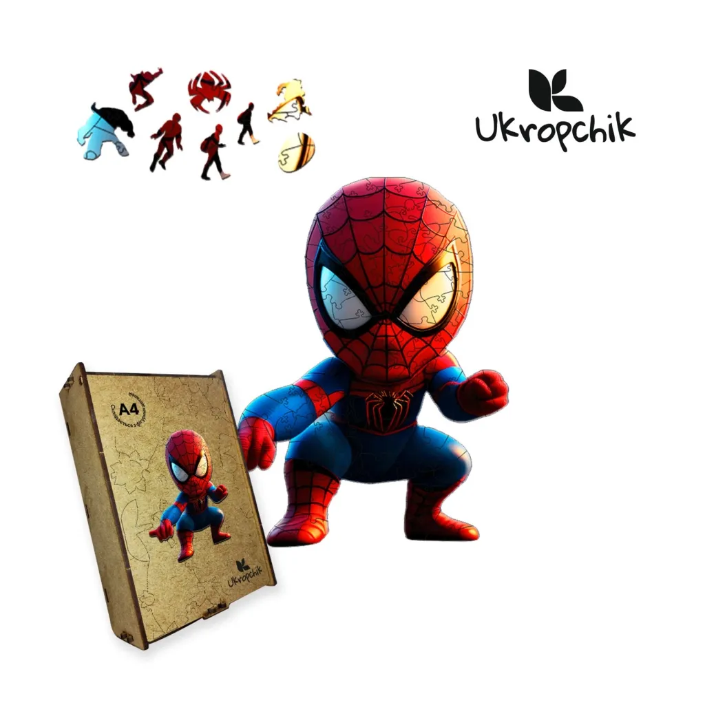  Ukropchik деревянный Супергерой Спайди size - L в коробке с набором-рамкой (Spider-Man Superhero A3)