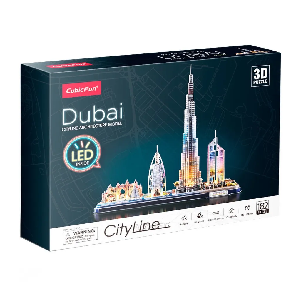  Cubic Fun Трехмерная головоломка-конструктор City Line с Led-подсветкой Дубай (L523h)