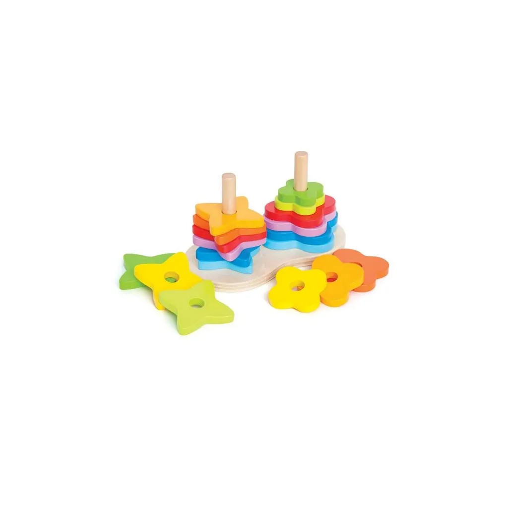 Развивающая игрушка Hape деревянная логическая пирамидка Радуга (E0406)