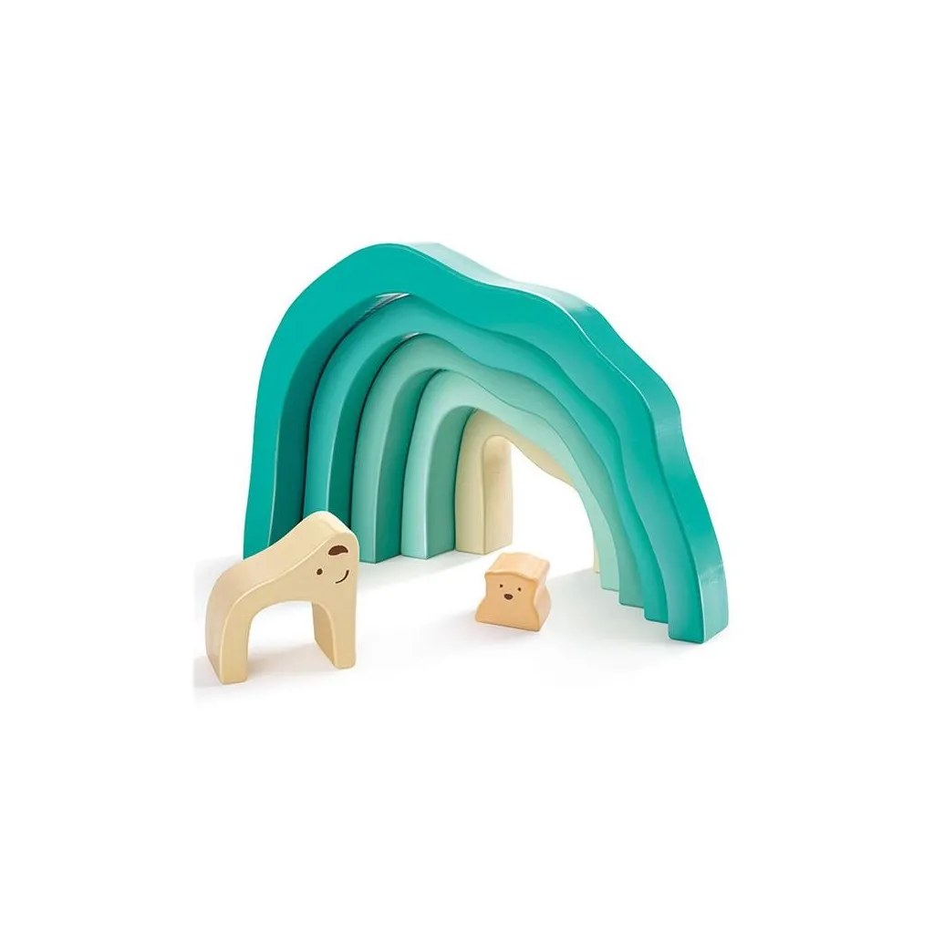 Развивающая игрушка Hape деревянная пирамидка Мишка (E0490)