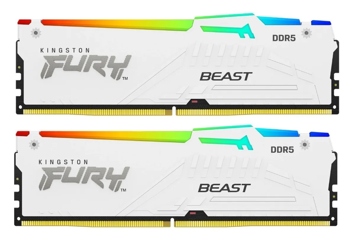 Оперативна пам'ять Kingston 64GB (2x32GB) DDR5 6000 MHz Beast White RGB XMP (KF560C30BWAK2-64)