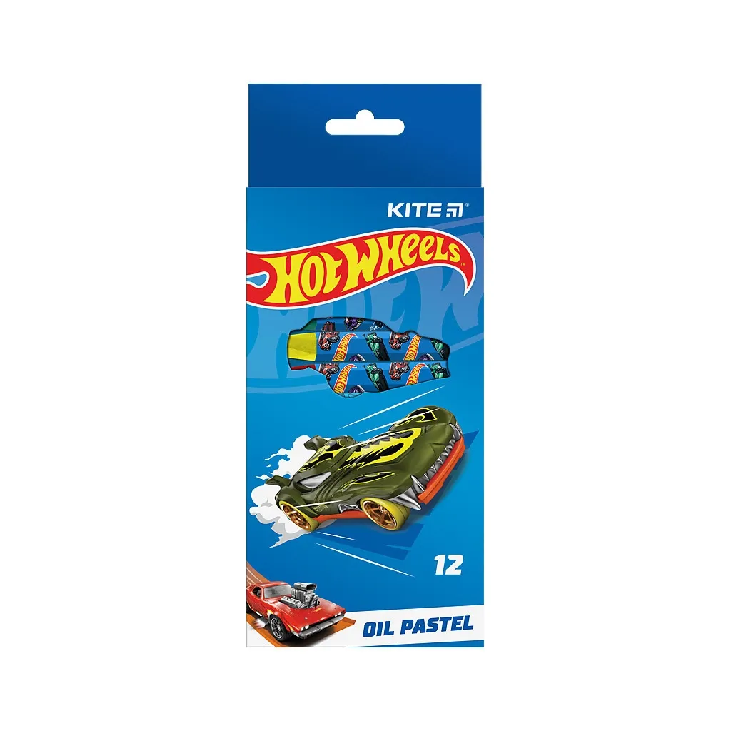 Пастель Kite масляна, 12 кольорів Hot Wheels (HW24-071)