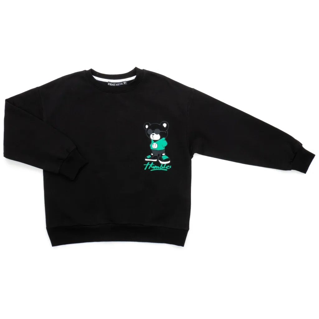 Кофта First kids з медведем (3132-146B-black)