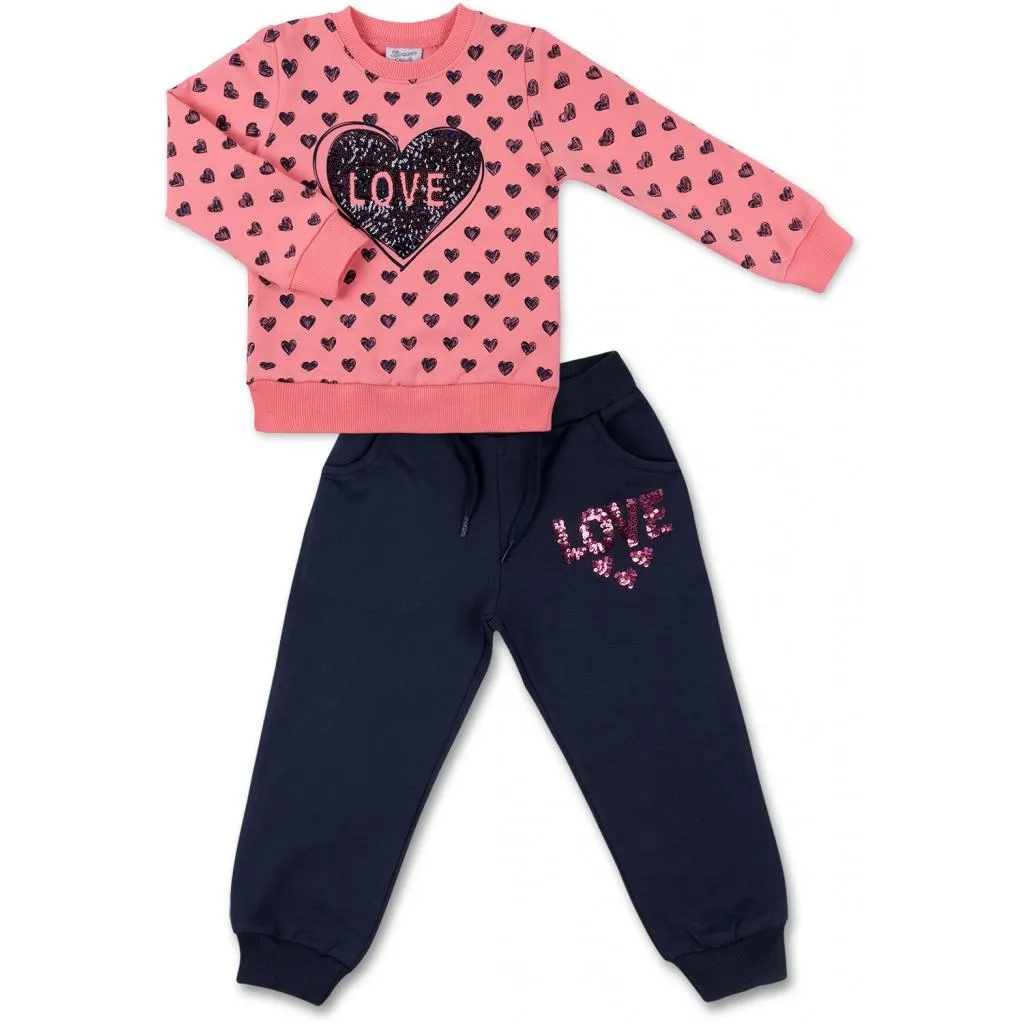 Комплект Breeze кофта зі штанами з сердечком із паєток (8271-98G-pink)