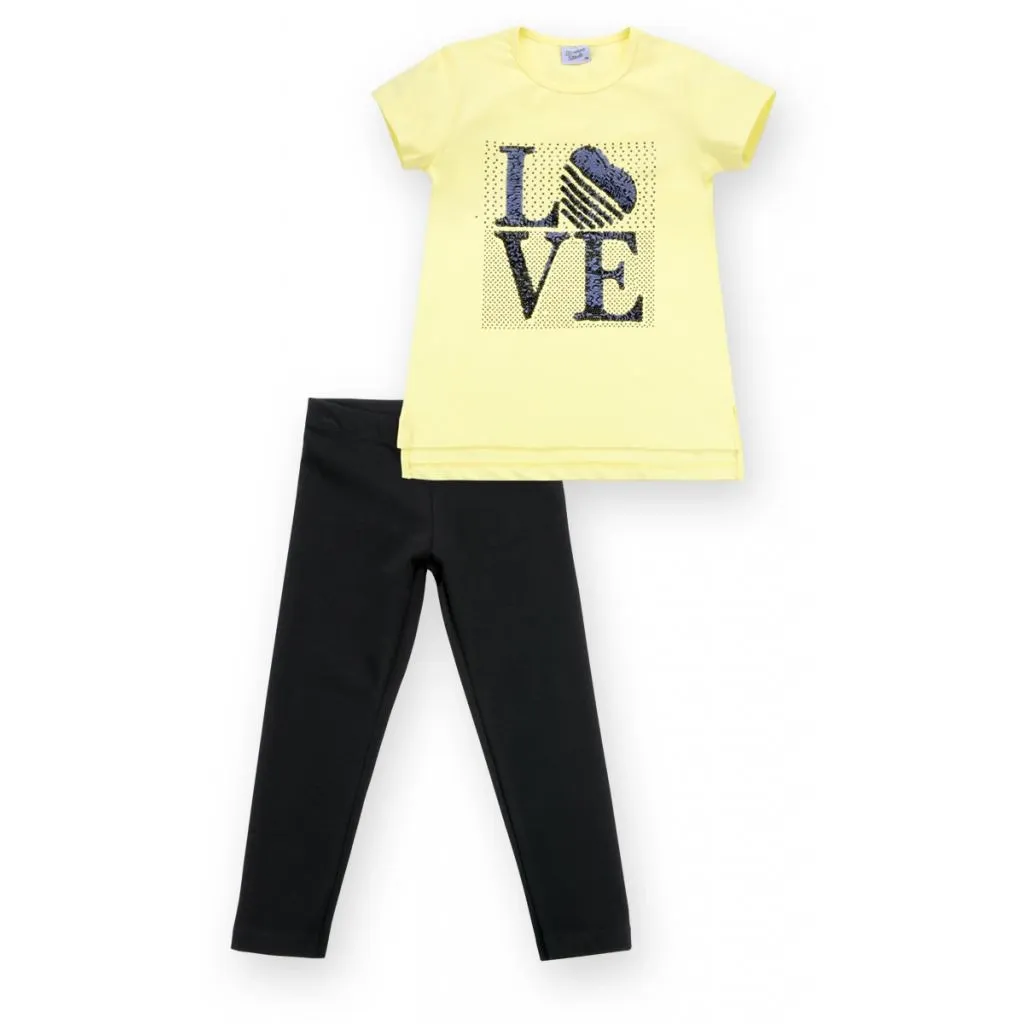 Комплект Breeze з написом "LOVE" із паєток (8307-140G-yellow)