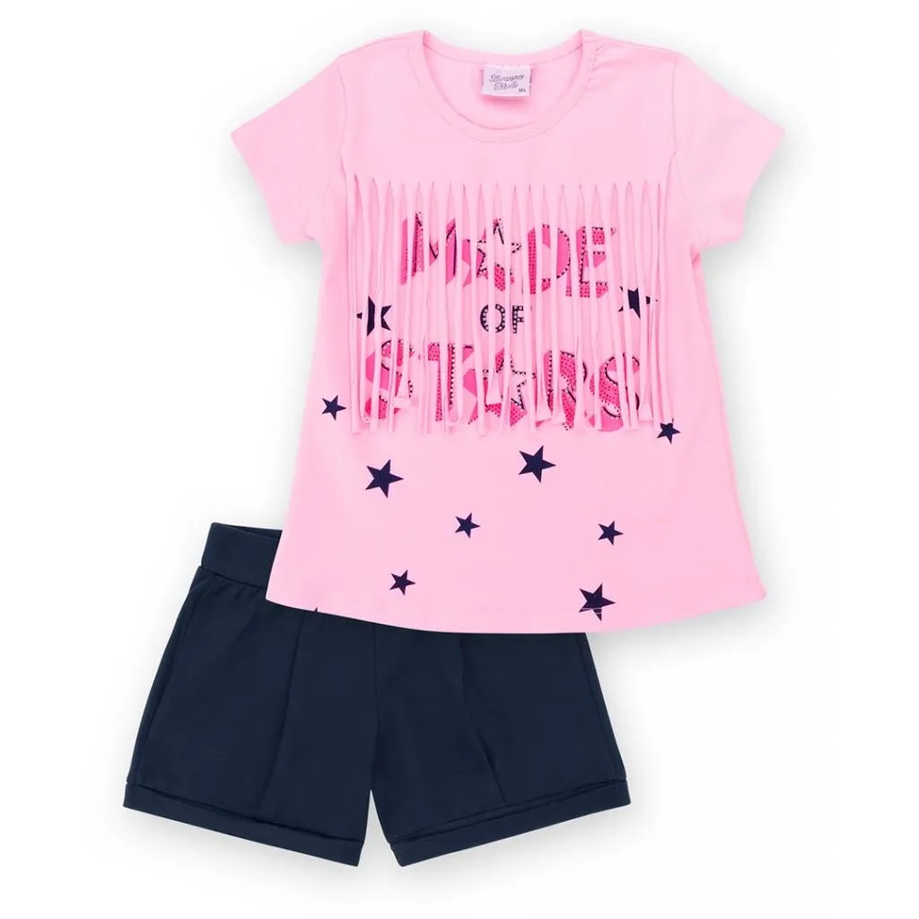Комплект Breeze футболка із зірочками з шортами (9036-98G-pink)