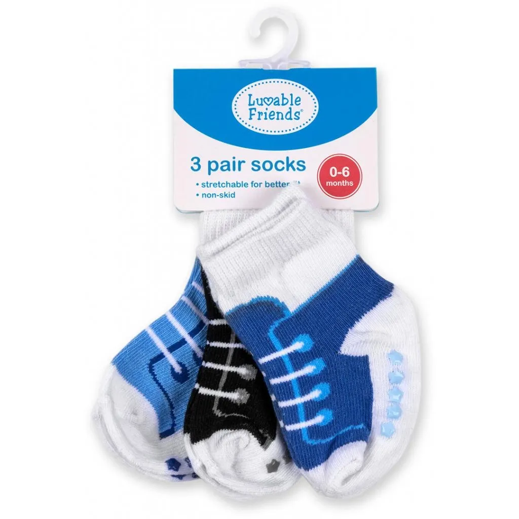 Шкарпетки Luvable Friends 3 пари неслизькі, для хлопчиків (23117.6-12 M)