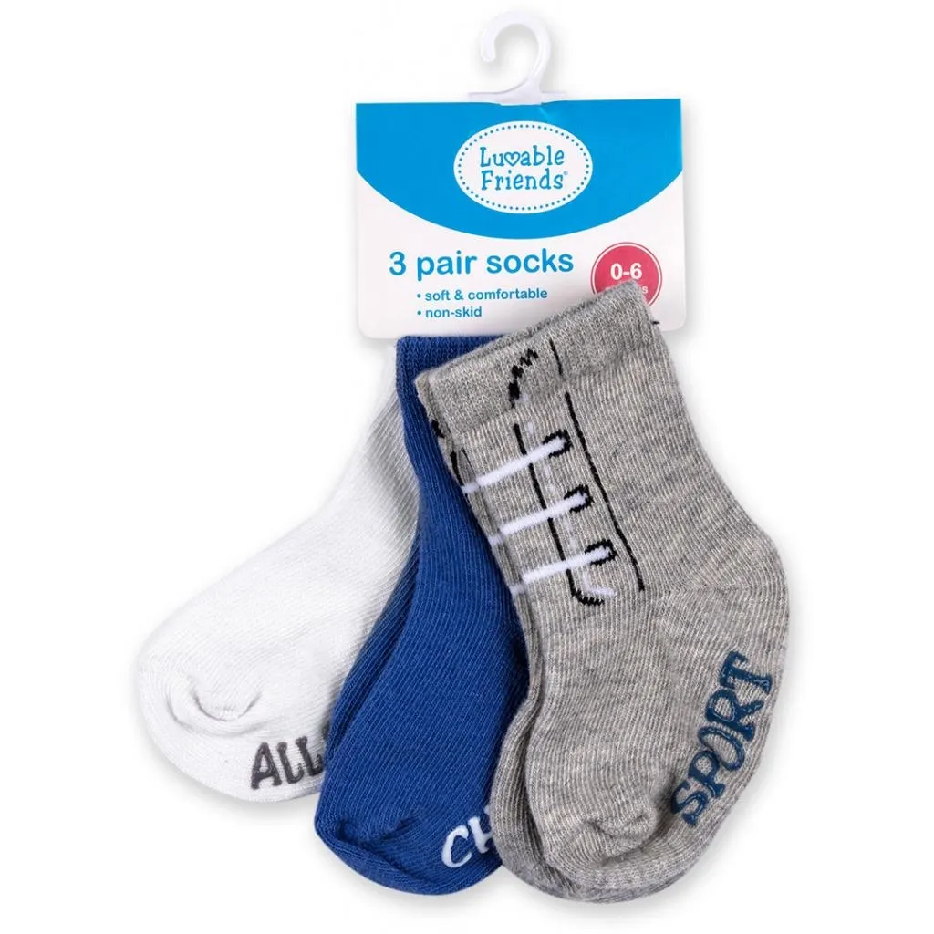 Шкарпетки Luvable Friends 3 пари неслизькі, для хлопчиків (02316.0-6 M)