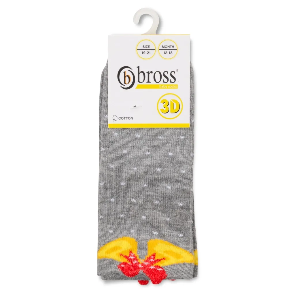 Шкарпетки Bross новорічні з дзвіночком (21248-6-12-gray)