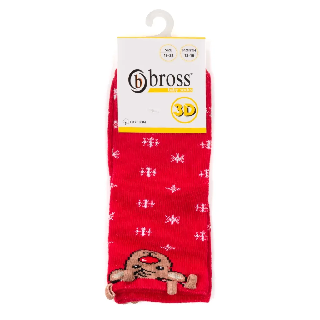 Носки Bross новогодние с оленем (21248-12-18-red)