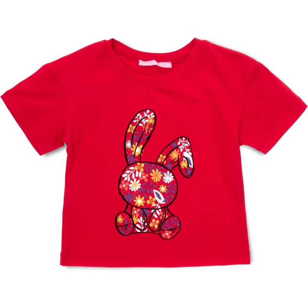 Футболка дитяча First kids із зайчиком (756-122G-red)