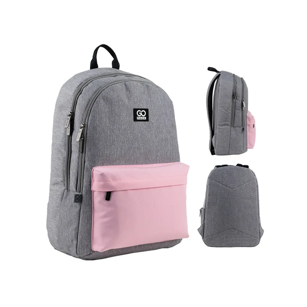 Рюкзак шкільний GoPack Education Teens 140L-1 сіро-рожевий (GO24-140L-1)