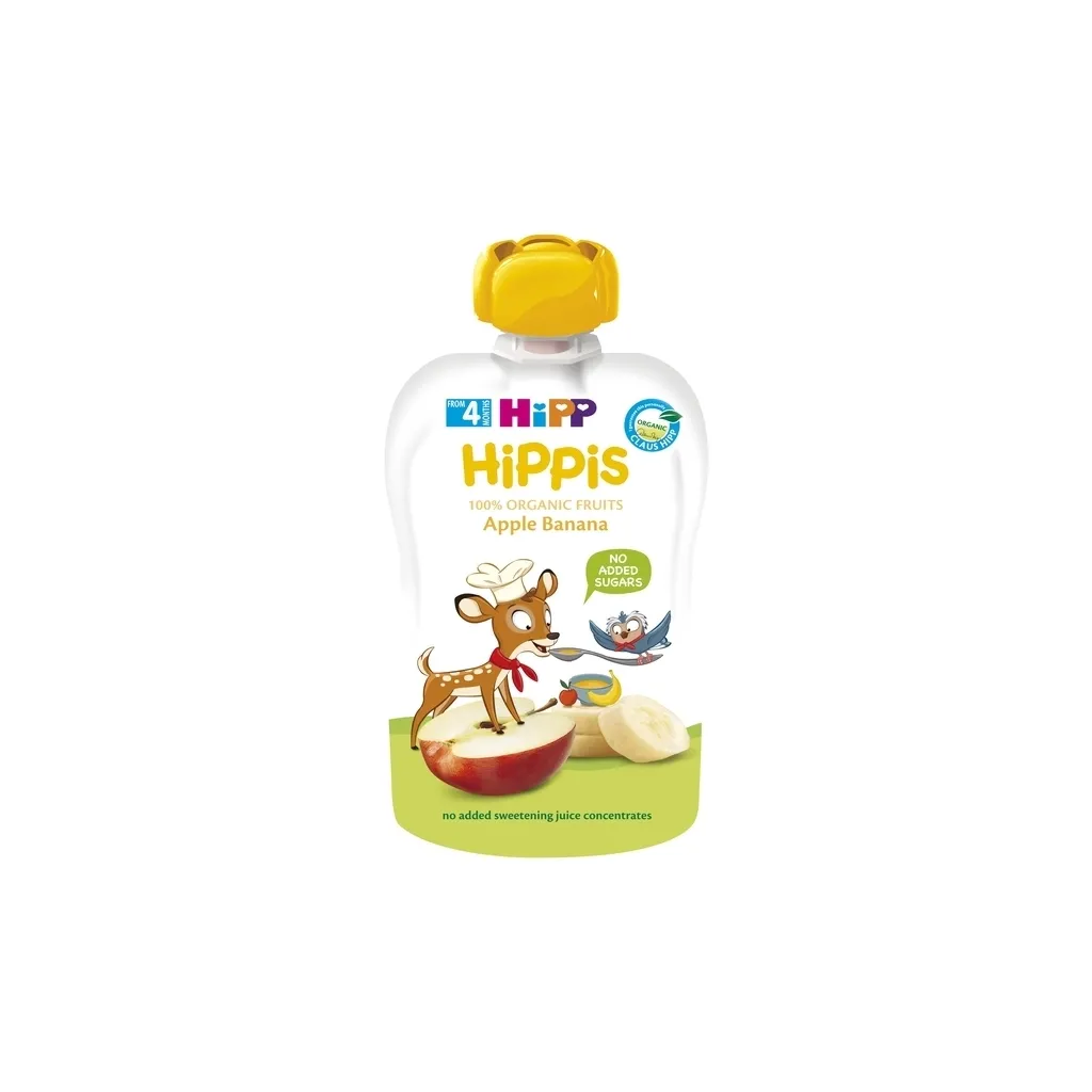  HiPP Organic HiPPiS Pouch Яблуко-банан, 100 г (9062300133711)