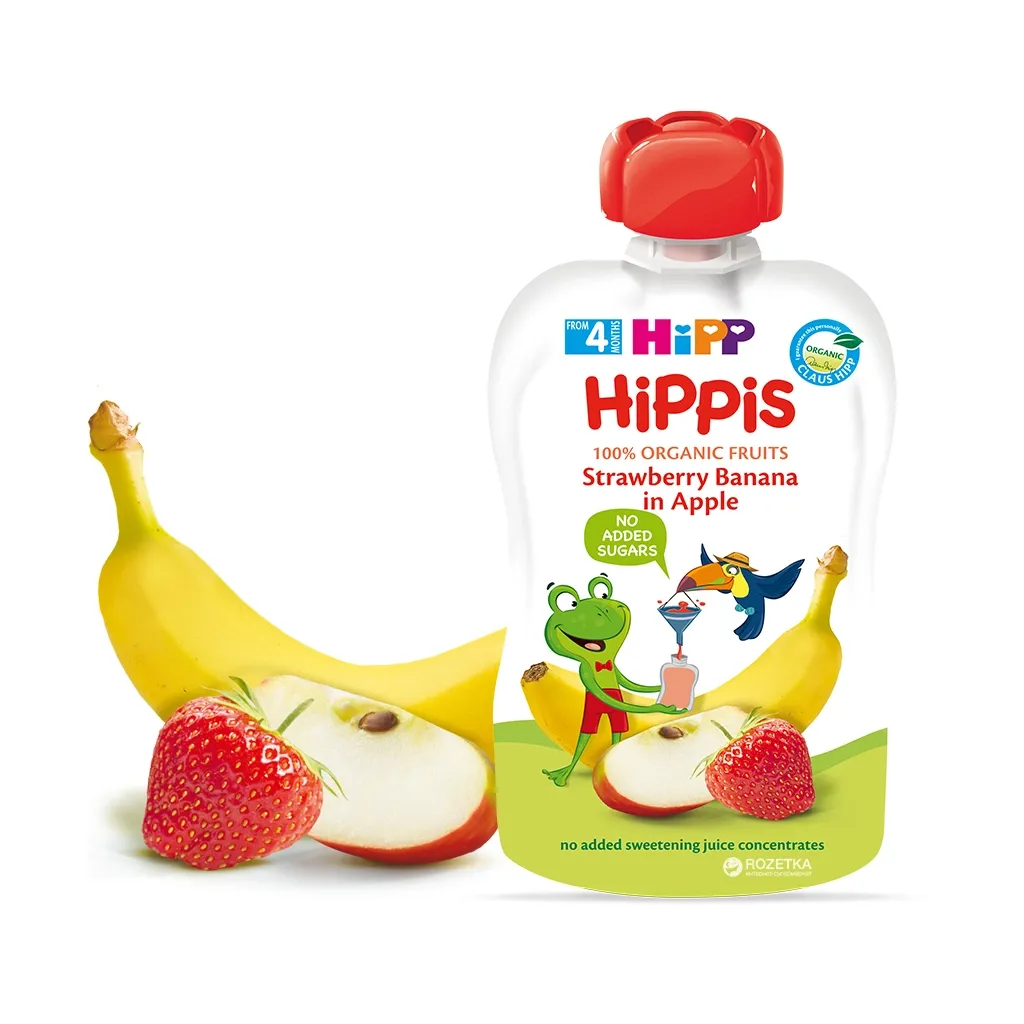  HiPP HiPPiS Pouch Яблоко-клубника-банан, 100 г (9062300133759)