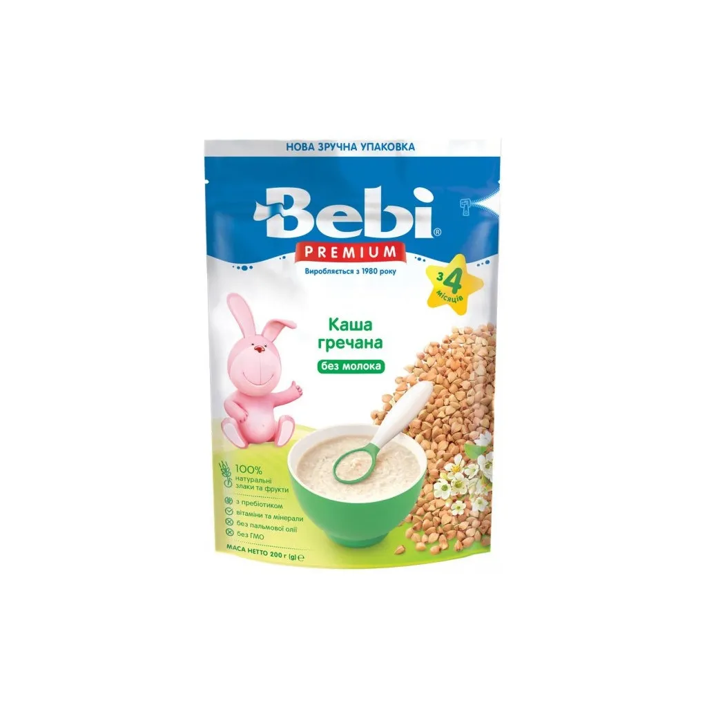  Bebi Premium безмолочна +4 міс. Гречана 200 г (8606019654429)