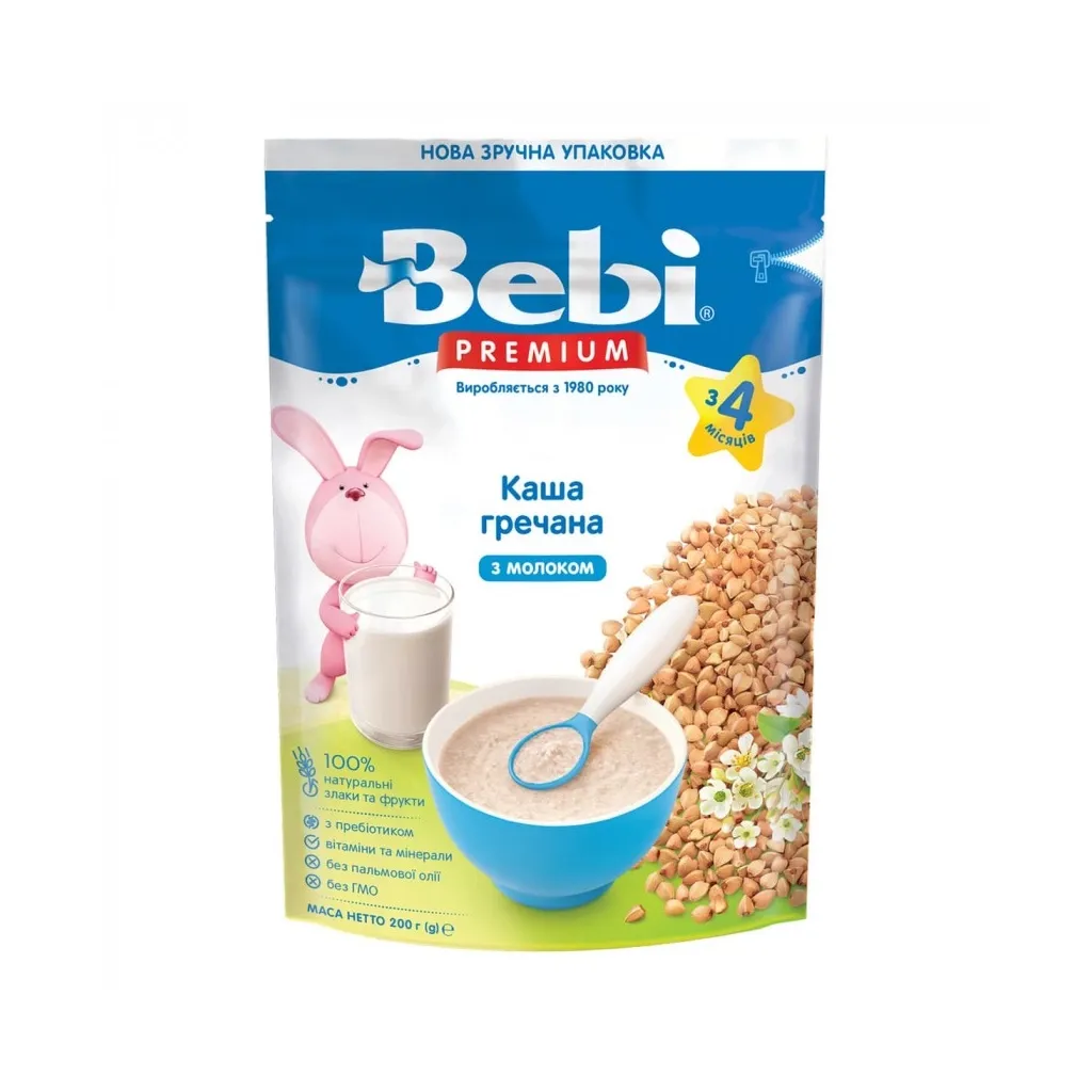  Bebi Premium молочна гречана +4 міс. 200 г (8606019654337)