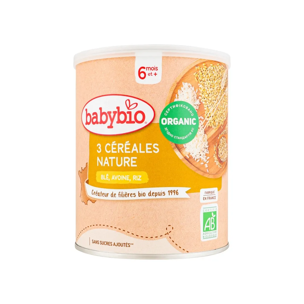  BabyBio Органическая Злакова с пшеницей, овсом и рисом +6 мес. 220 г (3288131500188)