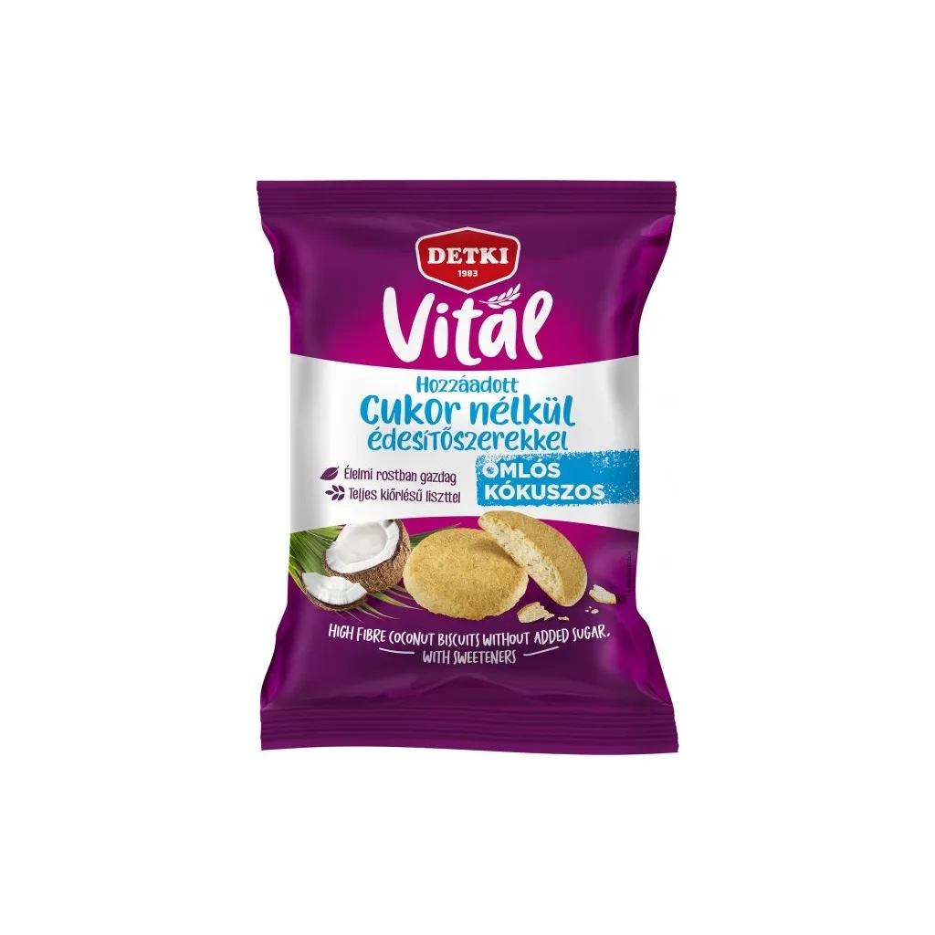 Детское печенье Detki Vital с высоким содержанием клетчатки со вкусом кокоса 180 г (5997380360341)