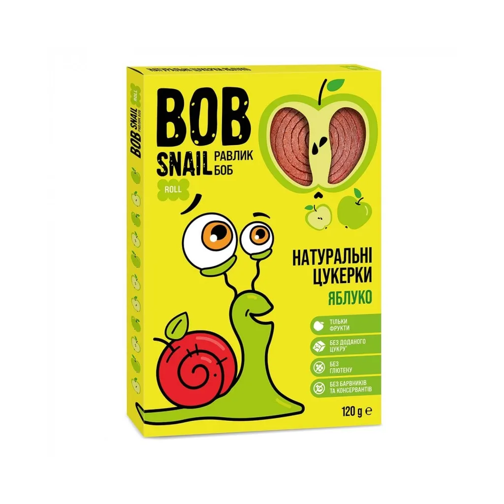 Цукерок Bob Snail Равлик Боб Яблуко 120 г (4820162520156)
