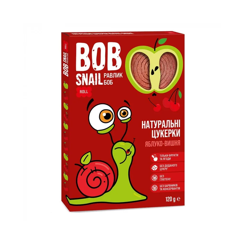 Цукерок Bob Snail Равлик Боб Яблучно-вишня 120 г (4820162520354)