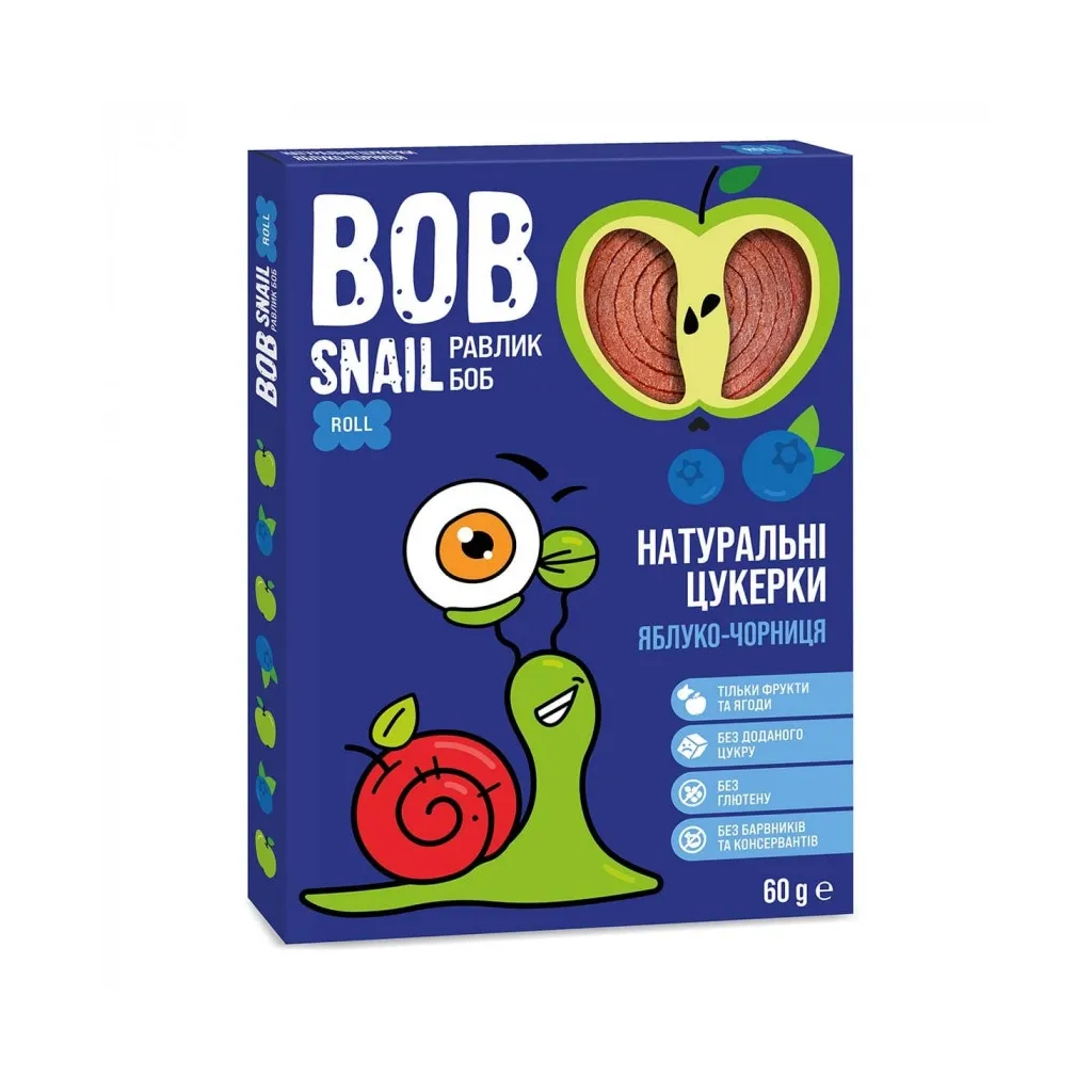 Цукерок Bob Snail Равлик Боб Яблуко-Чорниця 60 г (4820162520392)