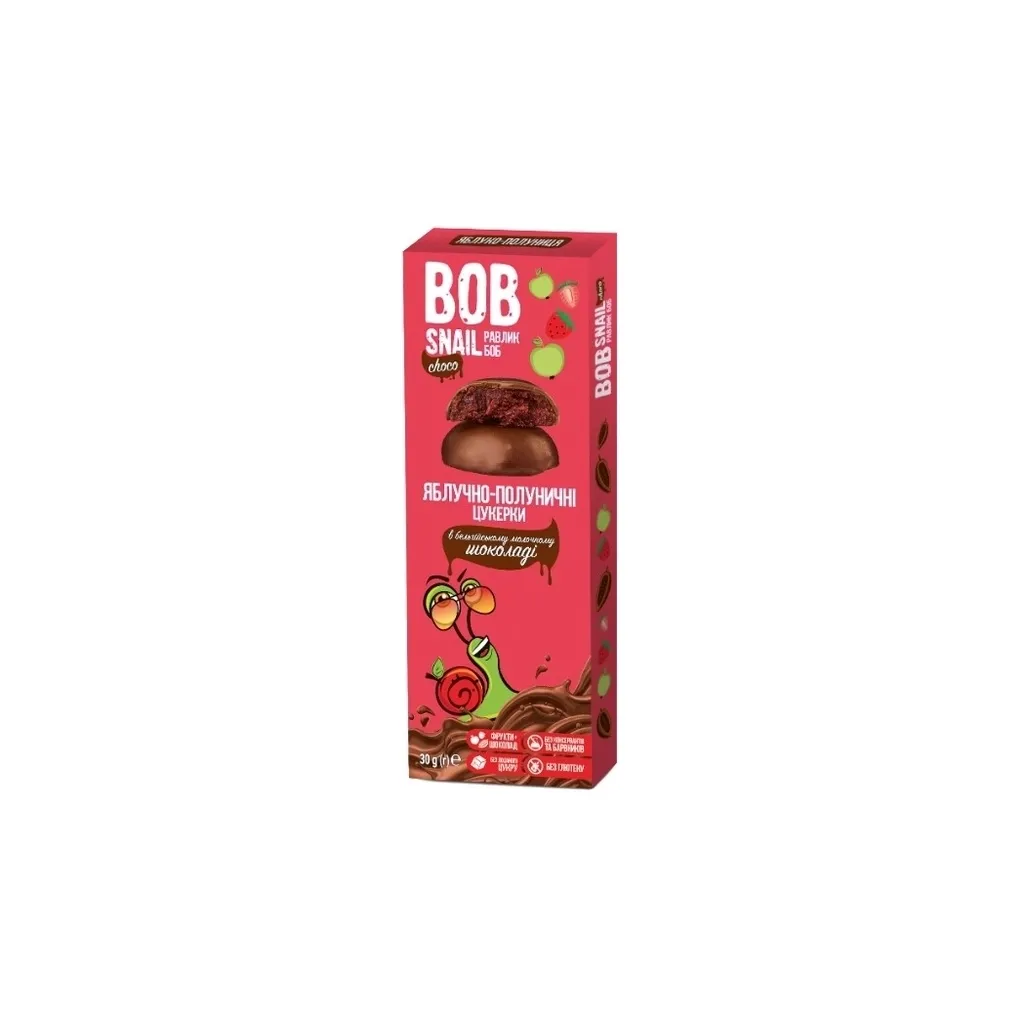 Конфета Bob Snail Улитка Боб яблочно-клубничный в молочном шоколаде 30 г (4820219341321)