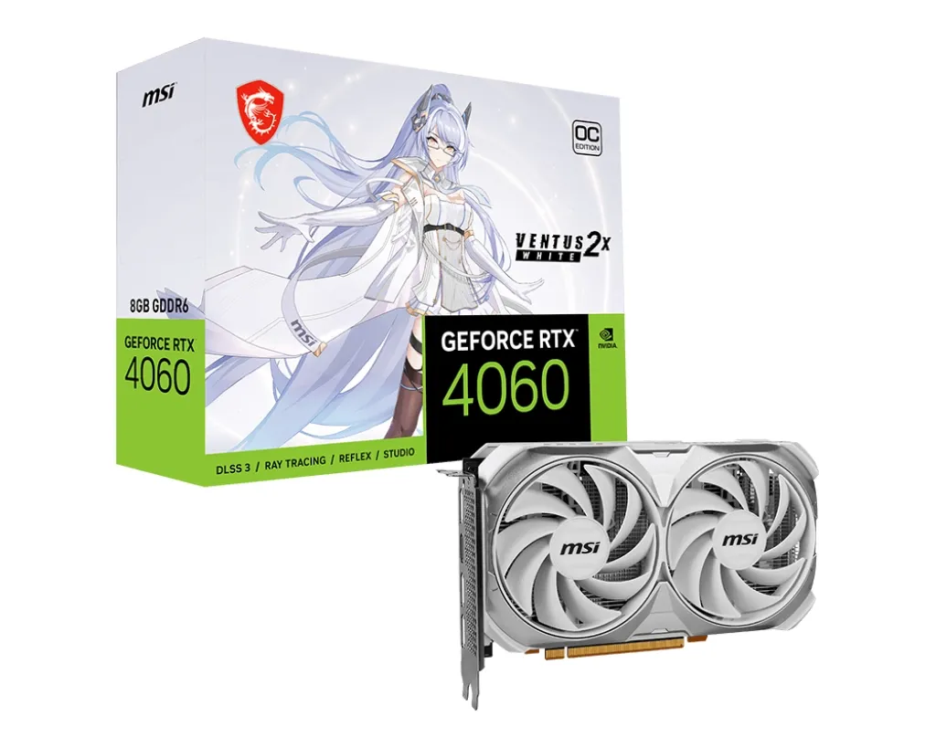 Видеокарта MSI GeForce RTX 4060 8GB GDDR6 VENTUS 2X WHITE OC (912-V516-032)