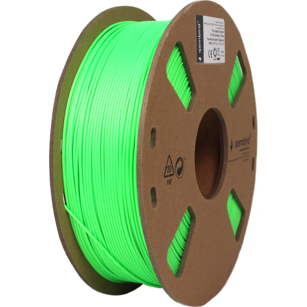 Расходный материал к 3D-принтерам Gembird PLA, 1.75 мм, 1кг, green, flame-bright (3DP-PLA1.75-01-FG)