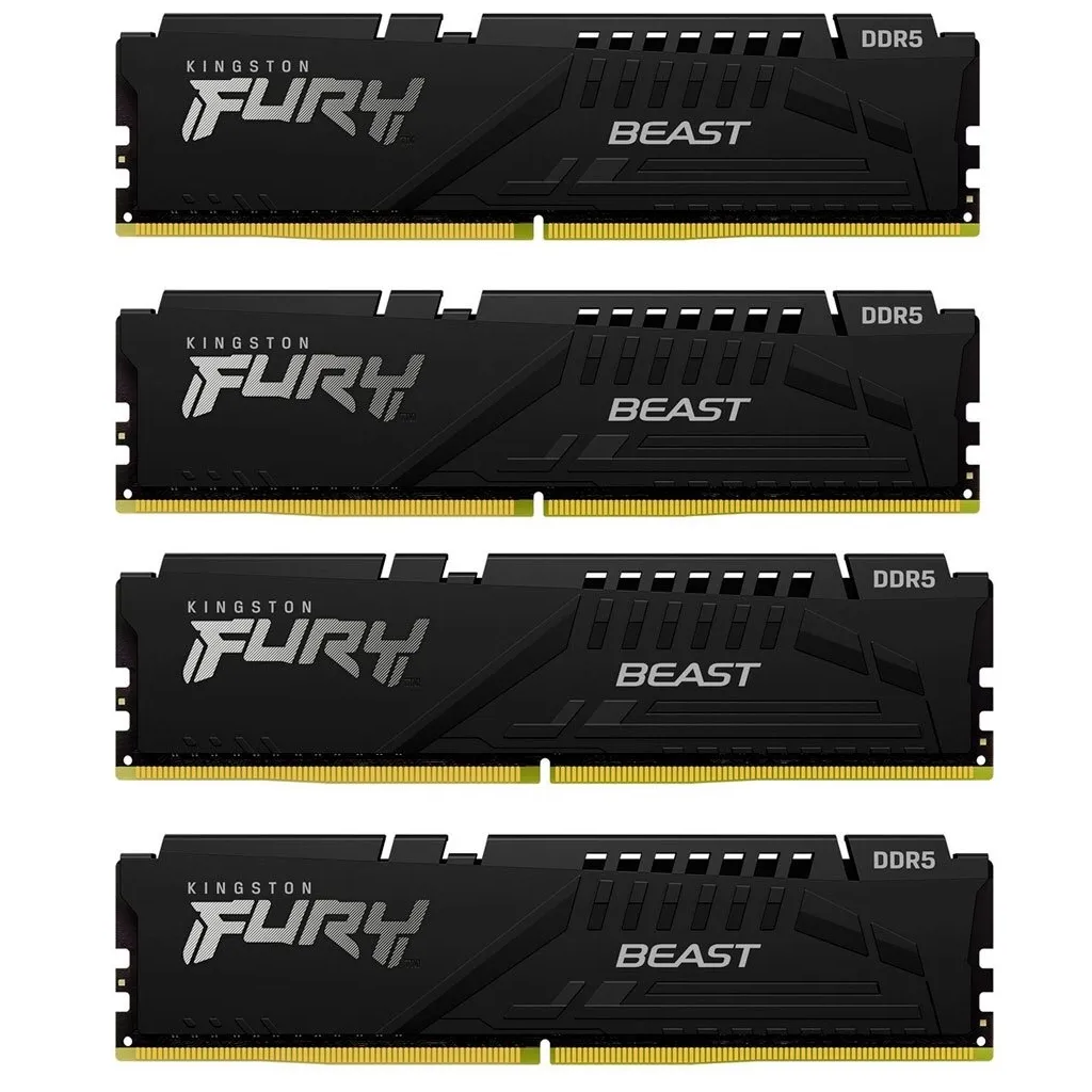 Оперативна пам'ять Kingston 128GB (4x32GB) DDR5 5600 MHz Beast Black XMP (KF556C40BBK4-128)