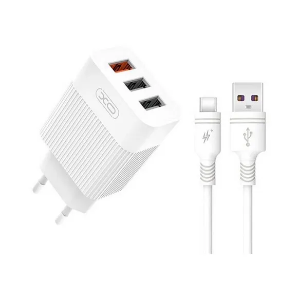 Зарядний пристрій XO L72 30W (18W/1USB+2.1A/2USB)+Lightning White Уцінка