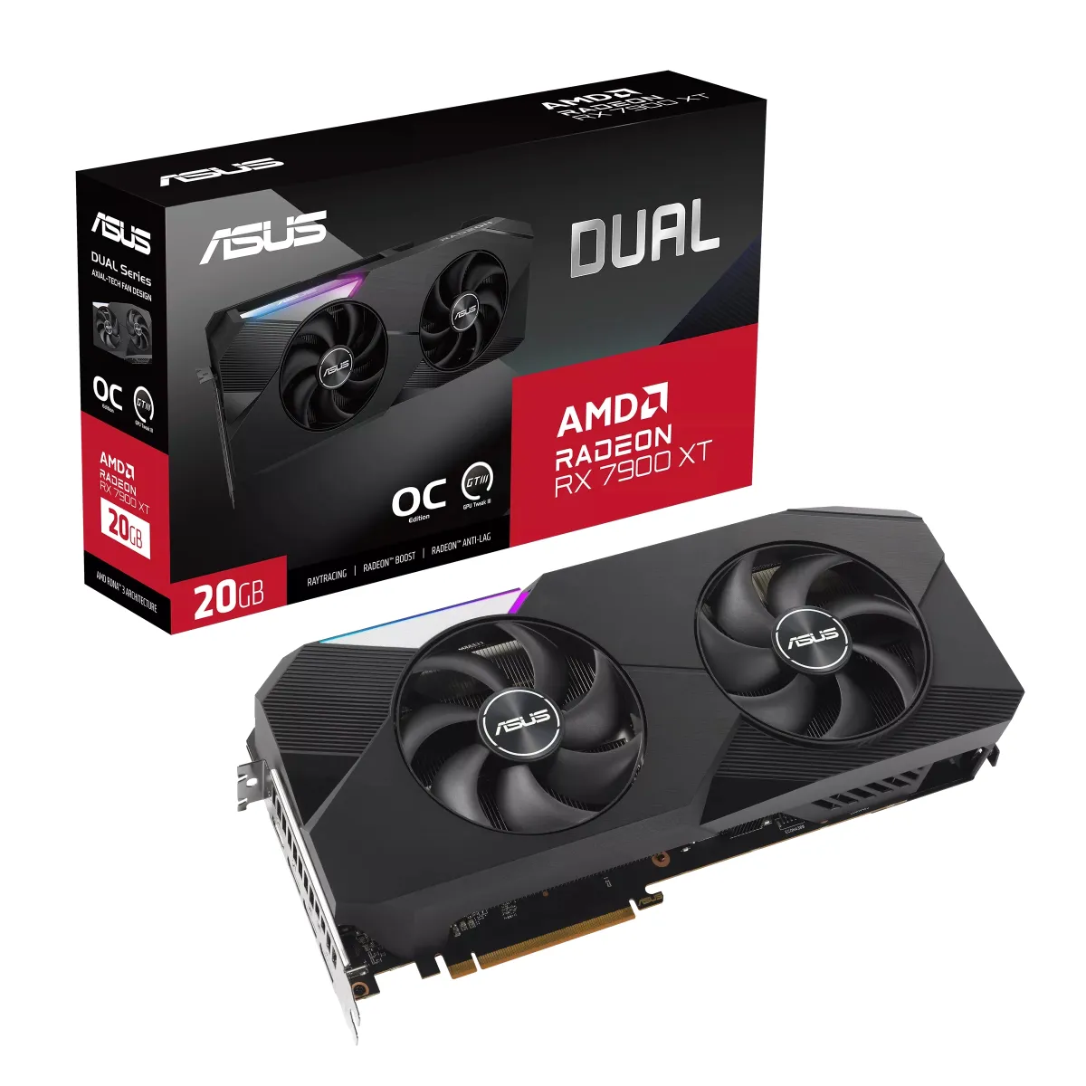 Видеокарта ASUS Radeon RX 7900 XT 20GB GDDR6 DUAL OC DUAL-RX7900XT-O20G (90YV0IV2-M0NA00)